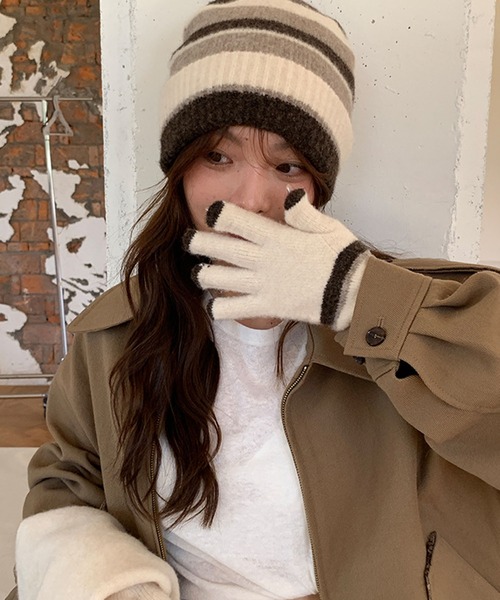 lulufa ニット帽 ニットキャップ マルチボーダービーニー/ニット帽