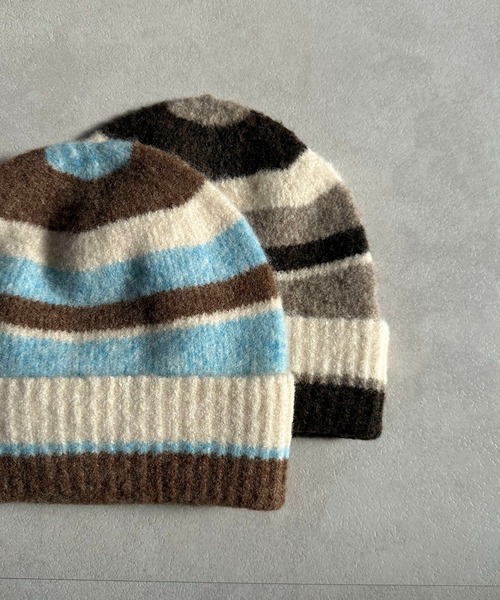 lulufa ニット帽 ニットキャップ マルチボーダービーニー/ニット帽