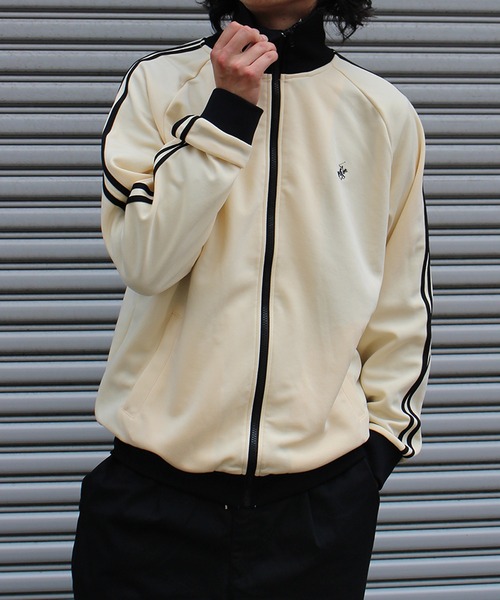 「BEVERLY HILLS POLO CLUB」 ジャージブルゾン L アイボリー メンズ_画像2