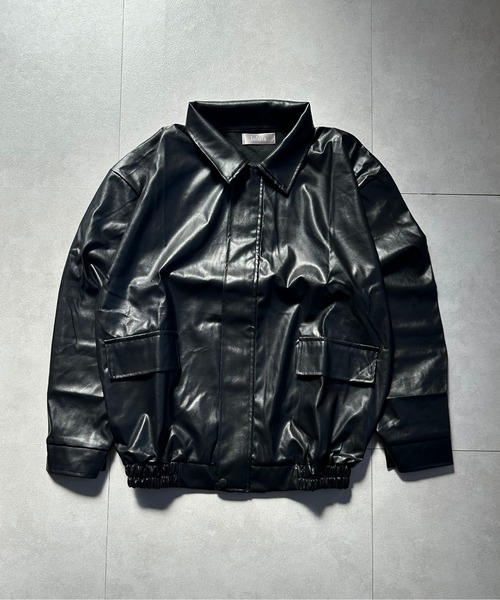 コート アウター PU オーバーサイズ フェイクレザー ジャケット/ ブルゾン 韓国 レディース メンズ | lulufa | 15