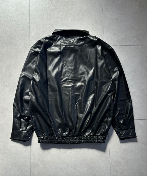 コート アウター PU オーバーサイズ フェイクレザー ジャケット/ ブルゾン 韓国 レディース メンズ | lulufa | 16