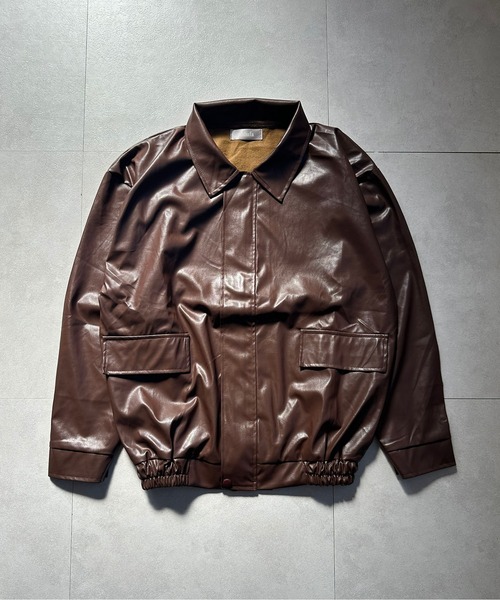 コート アウター PU オーバーサイズ フェイクレザー ジャケット/ ブルゾン 韓国 レディース メンズ | lulufa | 17