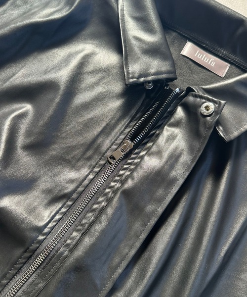 コート アウター PU オーバーサイズ フェイクレザー ジャケット/ ブルゾン 韓国 レディース メンズ | lulufa | 21