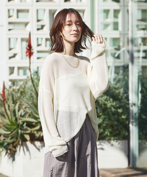 「abahouse mavie」 長袖ニット フリー ベージュ レディース_画像2