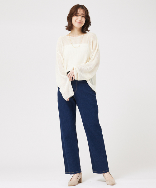 「abahouse mavie」 長袖ニット フリー ベージュ レディース_画像4