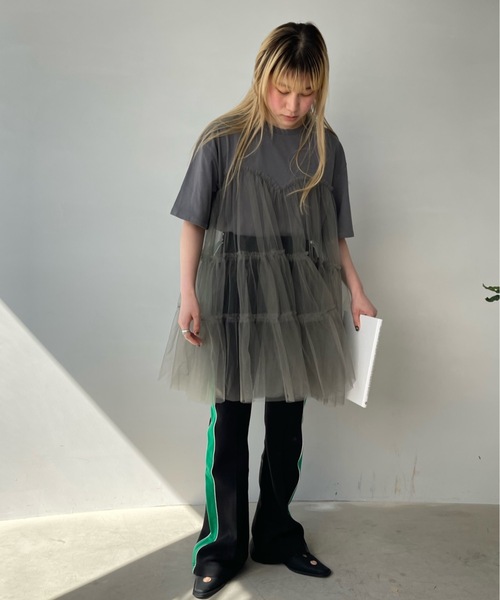 グレー 七分袖 ワンピース フリーサイズ SANSeLF（サンセルフ） 7分袖ワンピース FREE グレー レディース