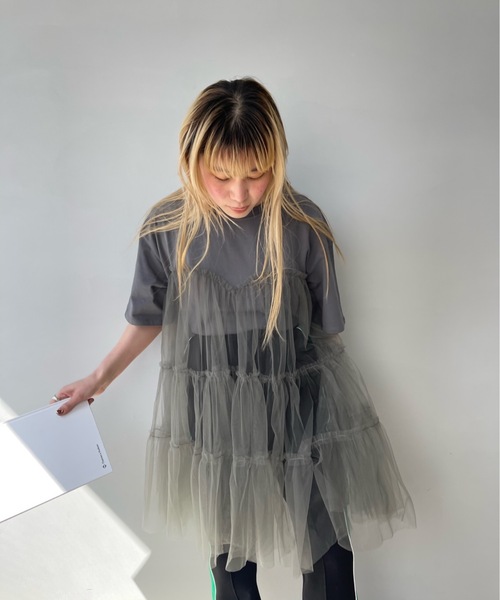 SANSeLF（サンセルフ） 7分袖ワンピース FREE グレー レディース