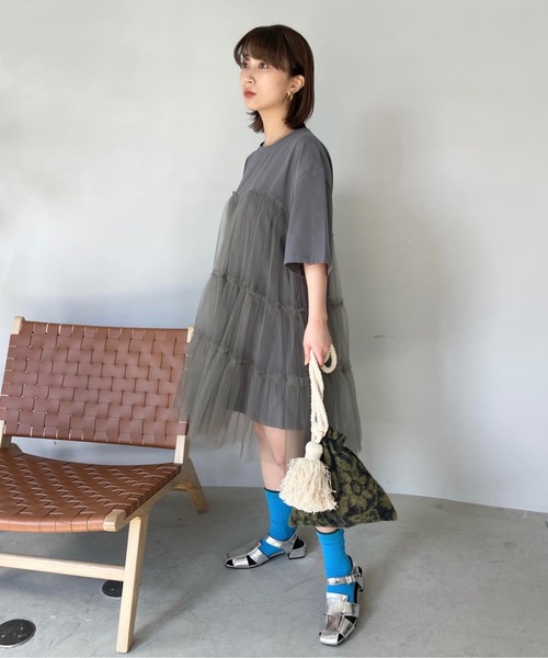 SANSeLF（サンセルフ） 7分袖ワンピース FREE グレー レディース