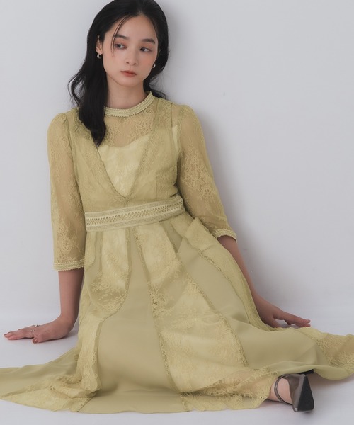 Rose of Sharon ドレス 総レースシアープリーツドレス : ZOZOTOWN 