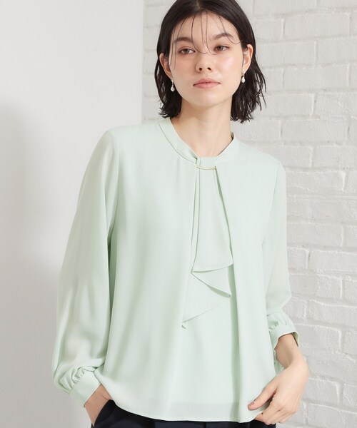 THE SHOP TK ブラウス シャツ バー付きラッフルタイブラウス