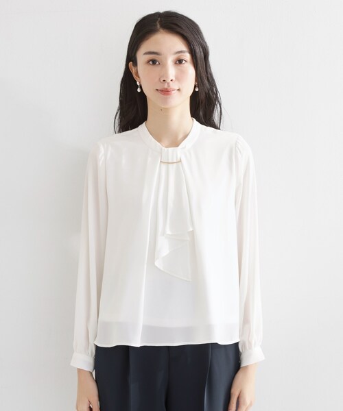 THE SHOP TK ブラウス シャツ 入学式 卒業式 バー付きラッフルタイ