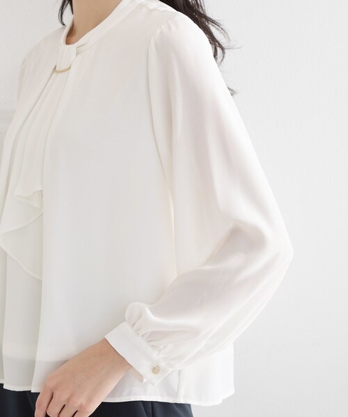 THE SHOP TK ブラウス シャツ 入学式 卒業式 バー付きラッフルタイ