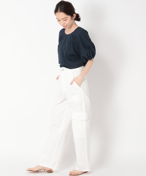 「BABYLONE」 半袖ブラウス フリー ネイビー レディース_画像4