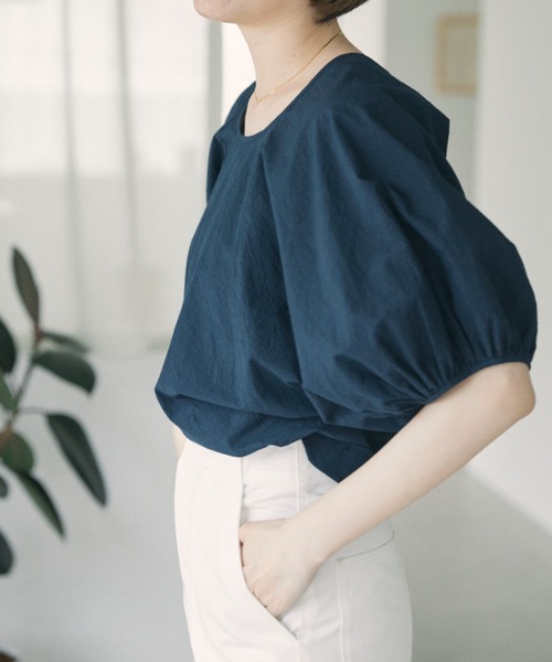 「BABYLONE」 半袖ブラウス フリー ネイビー レディース_画像9