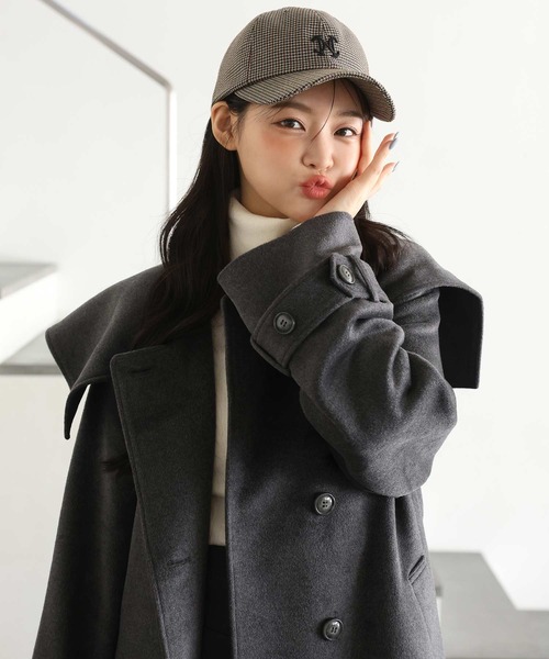 「one after another NICE CLAUP」 チェスターコート LARGE チャコールグレー レディース_画像4