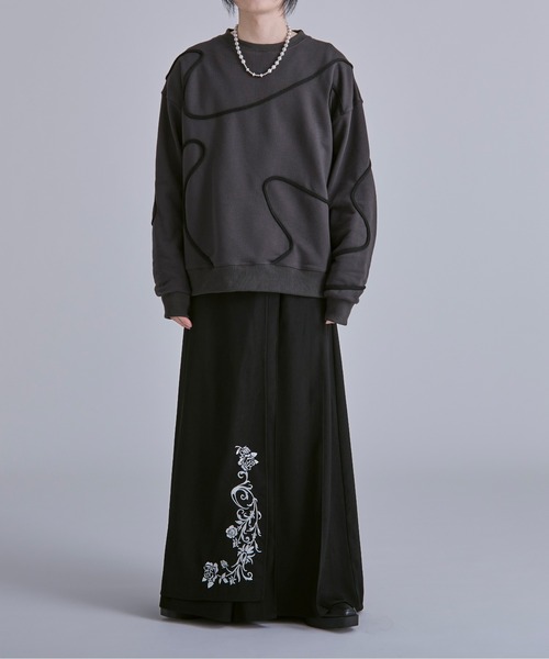 「Ellno Loset」 スウェットカットソー LARGE ブラック メンズ_画像2