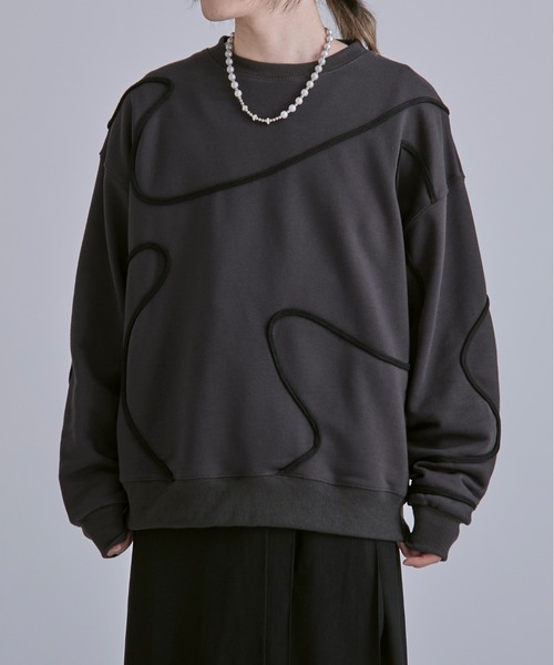 「Ellno Loset」 スウェットカットソー LARGE ブラック メンズ_画像3