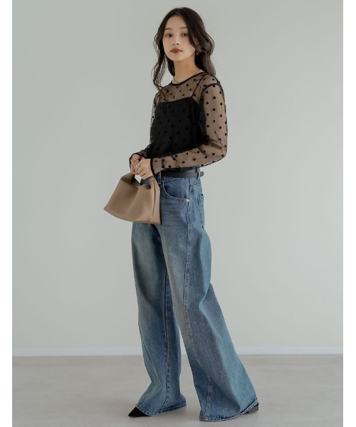 Re:EDIT（リエディ） tシャツ 「2026S/S COLLECTION」フロッキードット