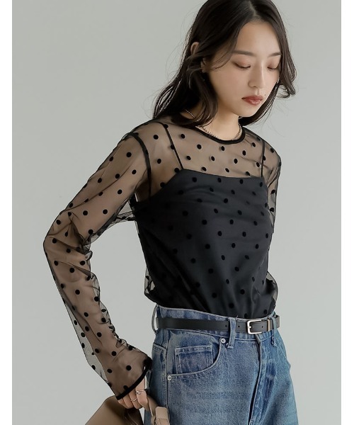 Re:EDIT（リエディ） tシャツ 「2026S/S COLLECTION」フロッキードット