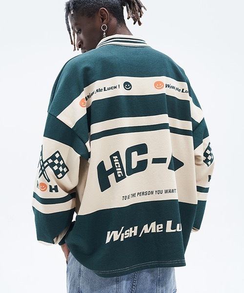 「HARSH AND CRUEL」 長袖ポロシャツ M グリーン メンズ_画像3