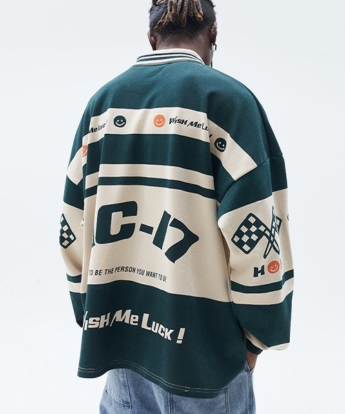 「HARSH AND CRUEL」 長袖ポロシャツ M グリーン メンズ_画像4