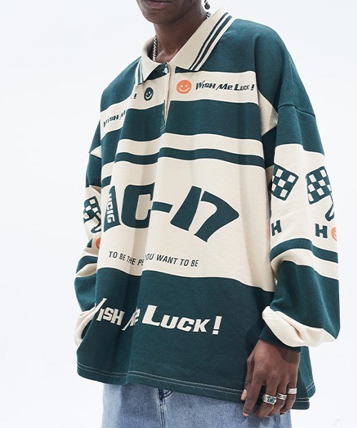 「HARSH AND CRUEL」 長袖ポロシャツ M グリーン メンズ_画像5