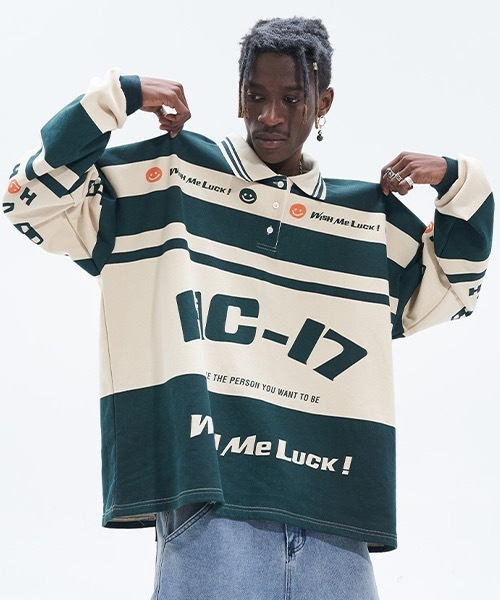 「HARSH AND CRUEL」 長袖ポロシャツ M グリーン メンズ_画像8