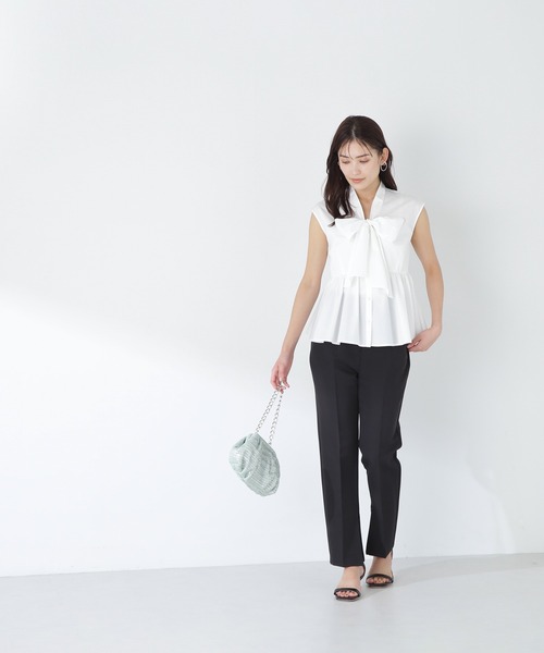 「NATURAL BEAUTY BASIC」 半袖ブラウス MEDIUM ブラック レディース_画像2