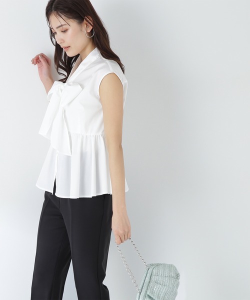 「NATURAL BEAUTY BASIC」 半袖ブラウス MEDIUM ブラック レディース_画像3