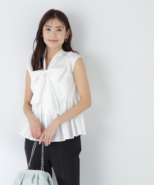 「NATURAL BEAUTY BASIC」 半袖ブラウス MEDIUM ブラック レディース_画像5