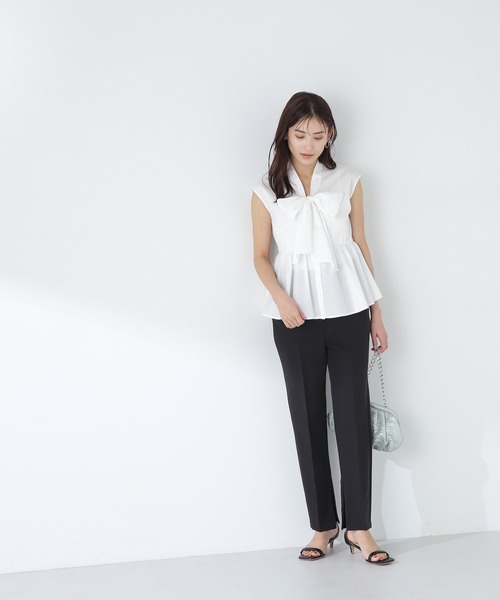 「NATURAL BEAUTY BASIC」 半袖ブラウス MEDIUM ブラック レディース_画像8