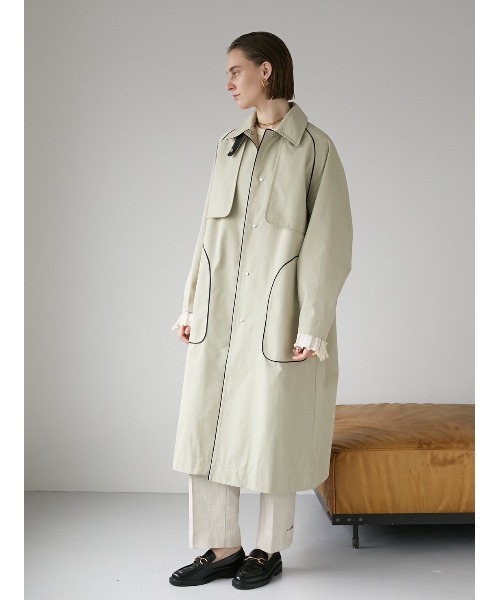 「LA PEAU DE GEM」 ステンカラーコート 38 ベージュ レディース_画像3