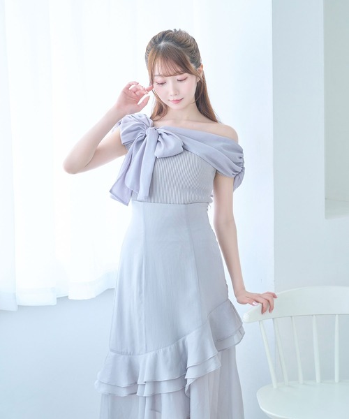 Rose Muse（ロゼミューズ） Airly ribbon off shoulder tops