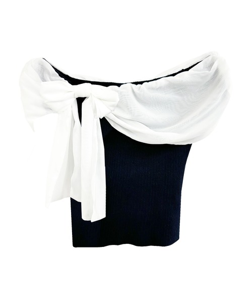 Rose Muse（ロゼミューズ） Airly ribbon off shoulder tops