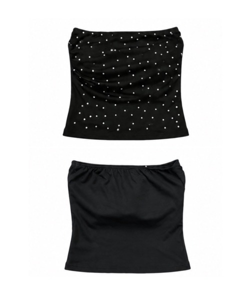 チューブトップ ベアトップ 「Never mind the XU」rhinestone tubetops