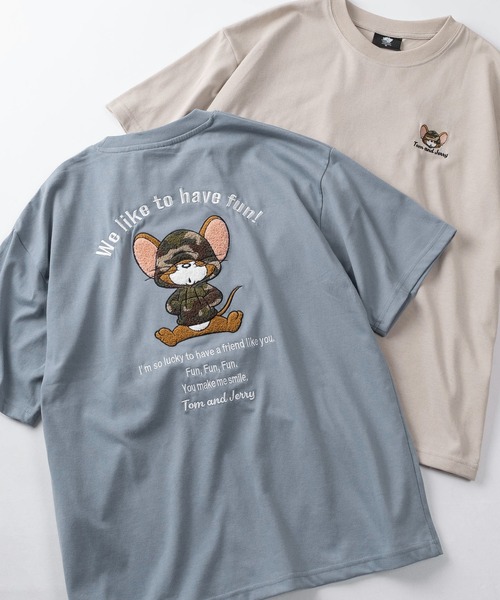 tシャツ 半袖 「71」「TOM＆JERRY/トムとジェリー」アップリケ サガラ