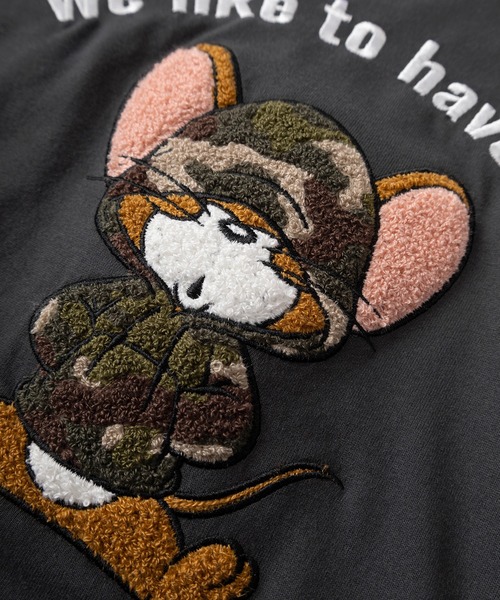 tシャツ 「71」「TOM＆JERRY/トムとジェリー」アップリケ サガラ刺繍