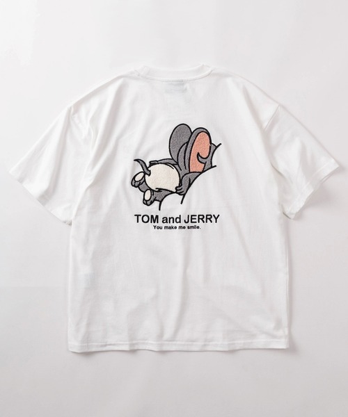 tシャツ 「71」「TOM＆JERRY/トムとジェリー」アップリケ サガラ刺繍