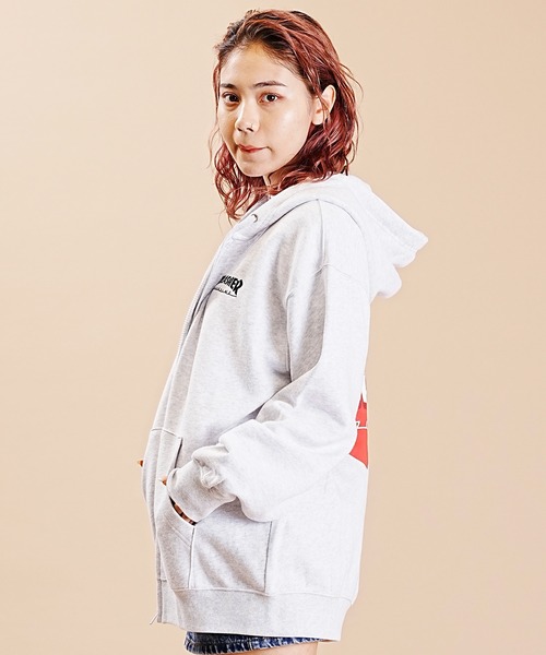 「THRASHER」 ジップアップパーカー L ライトグレー レディース_画像5