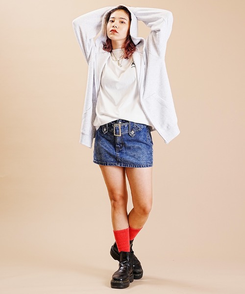 「THRASHER」 ジップアップパーカー L ライトグレー レディース_画像6