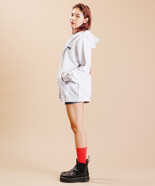 「THRASHER」 ジップアップパーカー L ライトグレー レディース_画像8