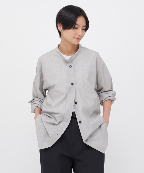 MHL.（エムエイチエル） ブラウス シャツ WORN COTTON HAIRLINE STRIPE