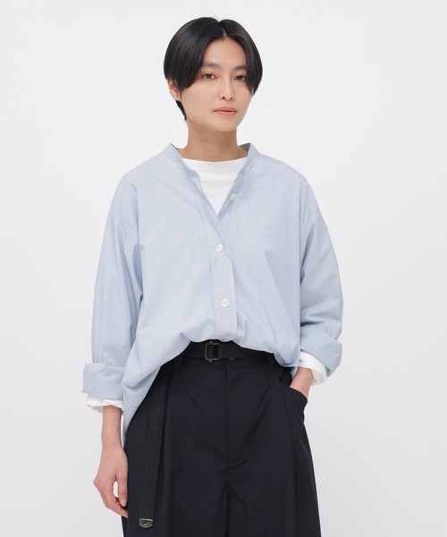 MHL.（エムエイチエル） ブラウス シャツ WORN COTTON HAIRLINE STRIPE