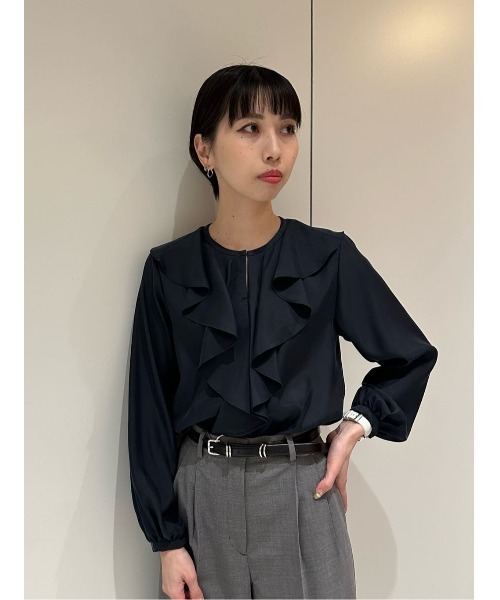 エストネーション♡ドットフリルチュールブラウス ドットチュールⅤネックフリルブラウス | ファッション通販サイト NUGU