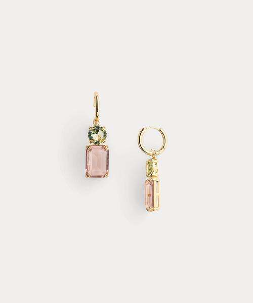 ピアス ゴールドプレーテッド ストーン ドロップ ハギーピアス レディースの画像