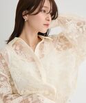 ブラウス シャツ オーガン刺繍比翼シャツ レディースの詳細画像5