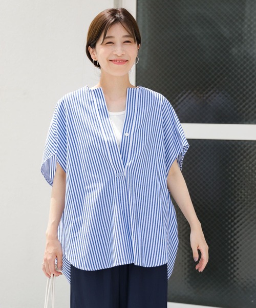 「URBAN RESEARCH DOORS」 半袖チュニック MEDIUM ブルー レディース_画像4