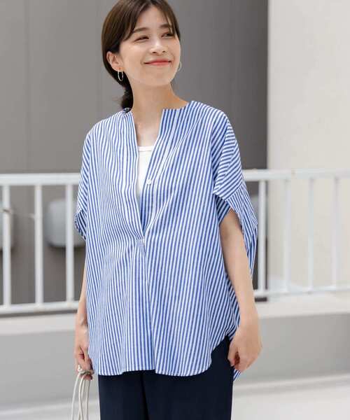 「URBAN RESEARCH DOORS」 半袖チュニック MEDIUM ブルー レディース_画像6