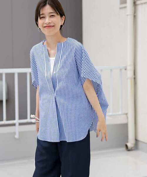 「URBAN RESEARCH DOORS」 半袖チュニック MEDIUM ブルー レディース_画像7