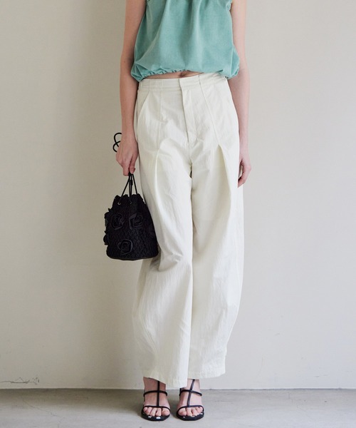 ワイドパンツ パンツ 「PRE-ORDER」Tuck Cocoon Color Pants/タックコクーンカラーパンツ レディース メンズの画像